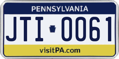 PA license plate JTI0061