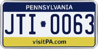 PA license plate JTI0063