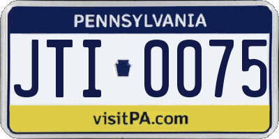 PA license plate JTI0075