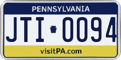 PA license plate JTI0094