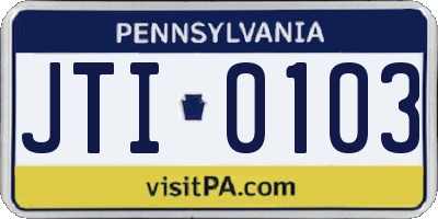 PA license plate JTI0103