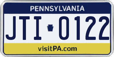 PA license plate JTI0122