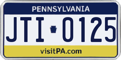 PA license plate JTI0125