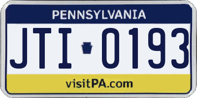 PA license plate JTI0193