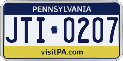 PA license plate JTI0207