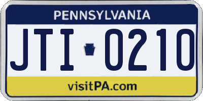 PA license plate JTI0210