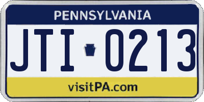 PA license plate JTI0213