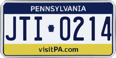 PA license plate JTI0214