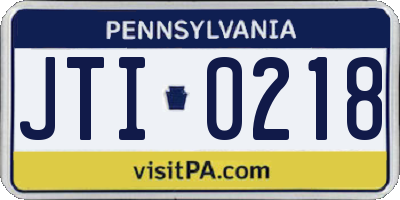 PA license plate JTI0218
