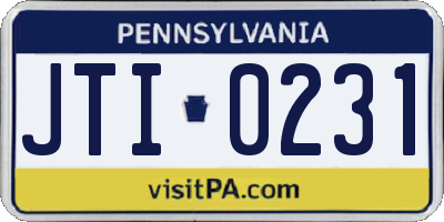 PA license plate JTI0231