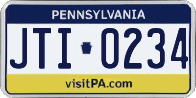 PA license plate JTI0234