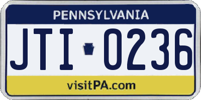 PA license plate JTI0236
