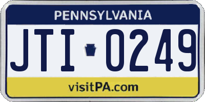 PA license plate JTI0249