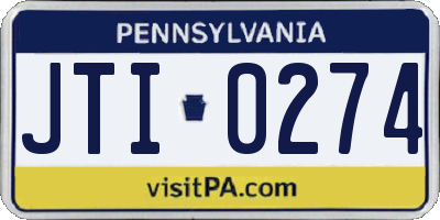 PA license plate JTI0274