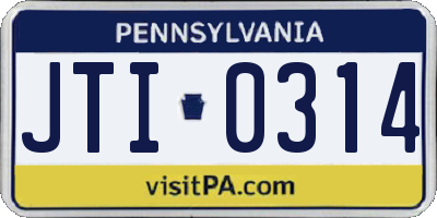 PA license plate JTI0314