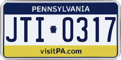 PA license plate JTI0317