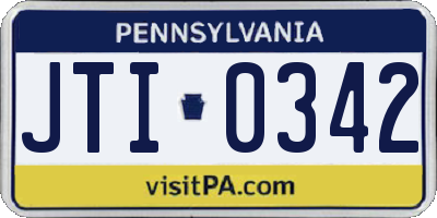 PA license plate JTI0342