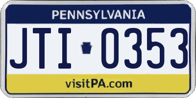 PA license plate JTI0353