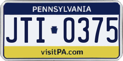 PA license plate JTI0375