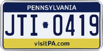 PA license plate JTI0419