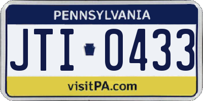 PA license plate JTI0433