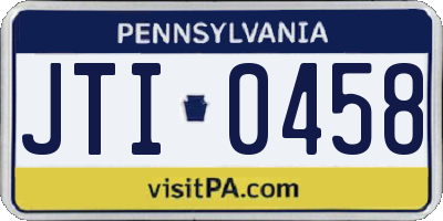 PA license plate JTI0458