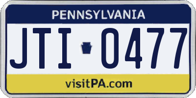 PA license plate JTI0477