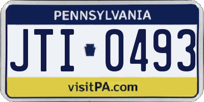 PA license plate JTI0493