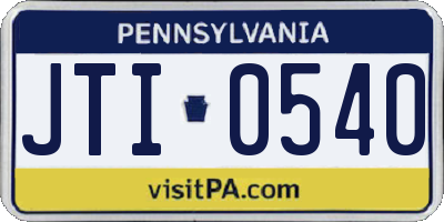 PA license plate JTI0540