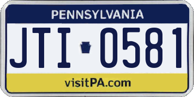 PA license plate JTI0581