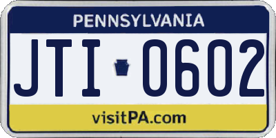 PA license plate JTI0602