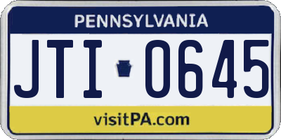PA license plate JTI0645