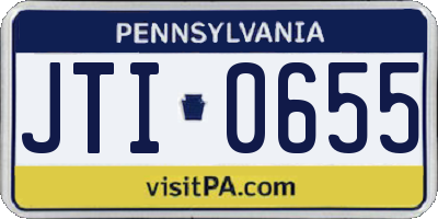 PA license plate JTI0655