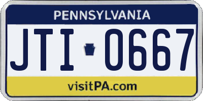 PA license plate JTI0667