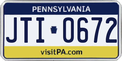 PA license plate JTI0672