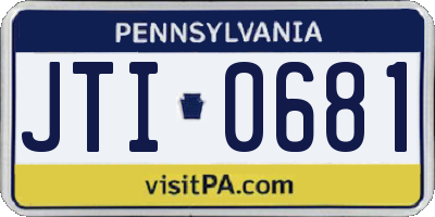 PA license plate JTI0681