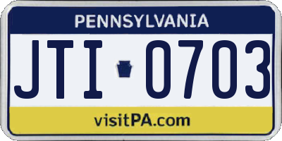 PA license plate JTI0703