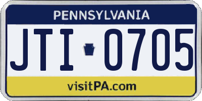 PA license plate JTI0705