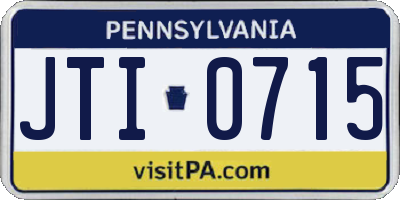 PA license plate JTI0715