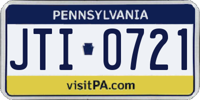 PA license plate JTI0721