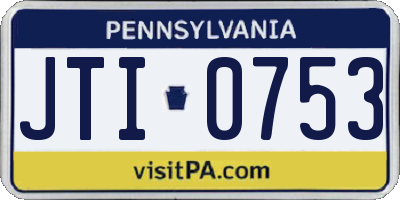 PA license plate JTI0753