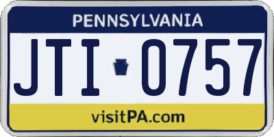 PA license plate JTI0757