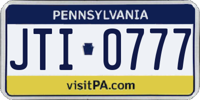 PA license plate JTI0777