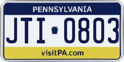 PA license plate JTI0803