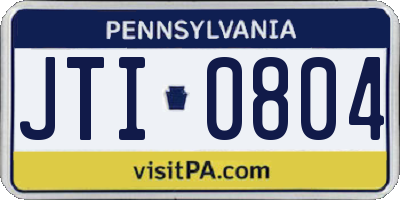 PA license plate JTI0804