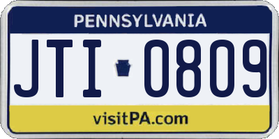 PA license plate JTI0809