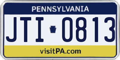 PA license plate JTI0813