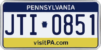 PA license plate JTI0851