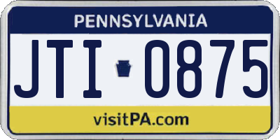 PA license plate JTI0875