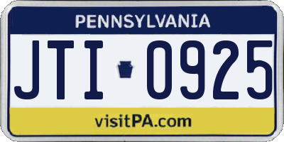 PA license plate JTI0925
